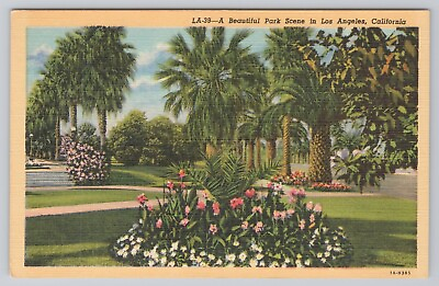 #ad Postcard Park Scene Los Angeles California $5.95