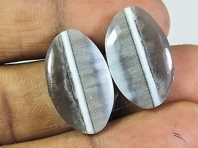 #ad 13X22X03MM 1OO% NATURAL BLUE OPAL MATCHED PAIR OVAL CABOCHON GEMSTONE 20Cts. $4.49