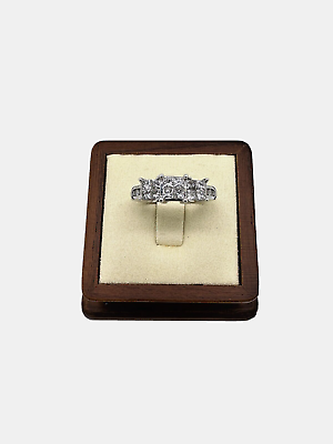#ad 14K White Gold Princess Invisible Set Diamond 1CT Past Present Future RING Sz:7 $999.99