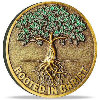 #ad Rooted in Christ Challenge Coin Antique Gold Color Christian Single Coin $15.37
