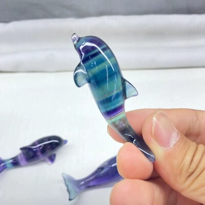 #ad Crystal Carving Fluorite dolphin Figurine Natural Gemstone Quartz Agate Crystal $22.90