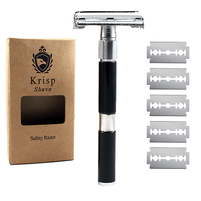 #ad #ad DOUBLE EDGE BUTTERFLY OPEN SAFETY RAZOR FOR MEN WOMEN 10 SHAVING BLADES BLACK $12.99