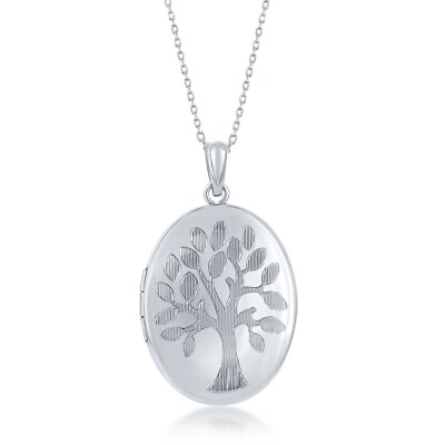 #ad Sterling Silver Tree of Life Design Oval Locket W chain $129.00
