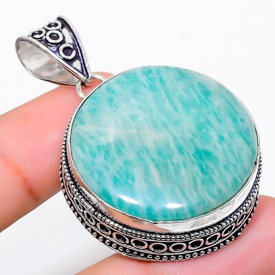 #ad Amazonite Silver Pendant Gemstone Handmade Pendant 925 Sterling Silver Jewelry $13.49