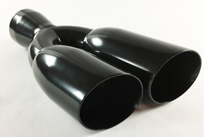 #ad Exhaust Tip 3.00 Inlet 3.00 Outlet 13.50 long Dual Round Slant Angle Black St $79.49