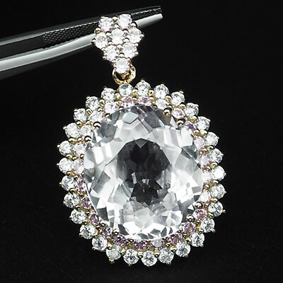 #ad Stunning White Sapphire 34.60CT 925 Sterling Handmade Silver Rose Gold Pendants $120.00