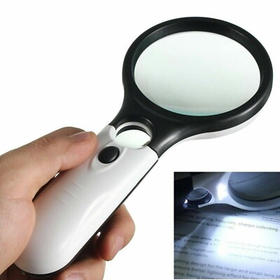 #ad 3 LED Light 45X Handheld Magnifier Reading Magnifying Glass Lens Jewelry Loupe $5.95