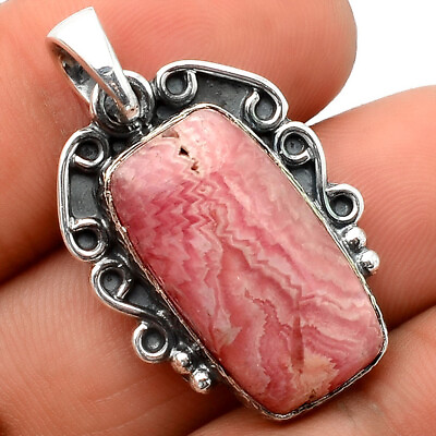 #ad Natural Rhodochrosite Argentina 925 Sterling Silver Pendant Jewelry $13.49