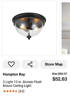 #ad Hampton Bay 2 Light 13 in. Bronze Flush Mount Ceiling Light $30.00