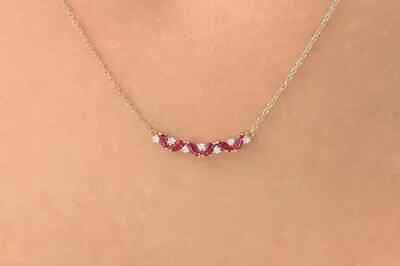 #ad 1.20CT Marquise Lab Created Ruby Diamond Necklace 14K Yellow Gold Plated Sliver $71.37