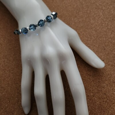 #ad Alex and Ani Blue Glass amp; Metal Beaded Bangle Bracelet $9.99
