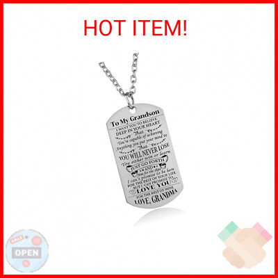 #ad YEEQIN Grandson Necklace Love Grandson Dog Tag Believe Inspirational Gifts From $11.74