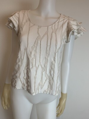 #ad SALE Women#x27;s Dolan Cream Knit Flutter Sleeve Top Size XS Pre Owned $1.99