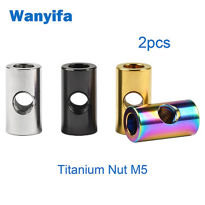 #ad 2pcs Titanium Alloy M5 Cylindrical Nut For Bicycle Seat Fixed Nut Ti Fastener $8.46