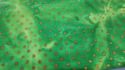 #ad Polka Dot Circle Cotton Batik Fabric Imported African Green $6.74