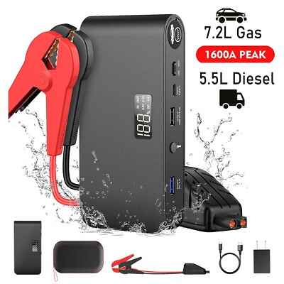 #ad Portable Car Jump Starter 1600Amp Jumper Box 12V Battery Booster USB Power Bank $39.99