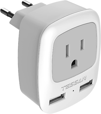 #ad European Travel Plug Adapter International Power Plug with 2 USB Ports Type C $21.11