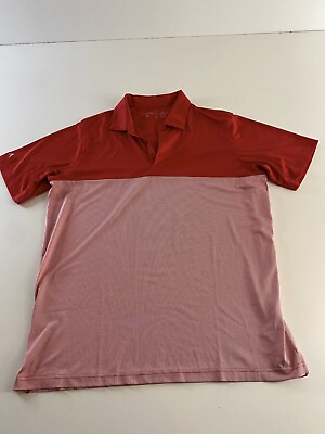 #ad Antigua Red On Red Poly Golf POLO SHIRT Large L $11.00