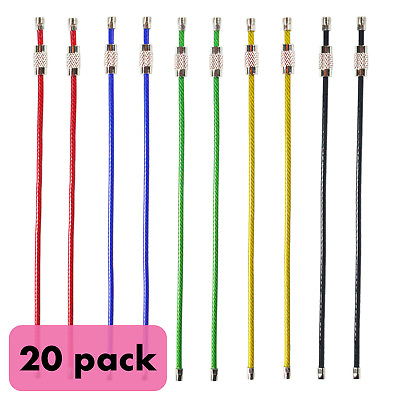 #ad 20pc Colored Nylon Coated Wire Keychain 16cm Cable Key Ring Loops Outdoor Hiking $9.95