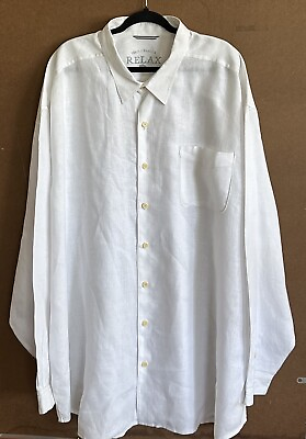 #ad Tommy Bahama Relax 100% White Linen Shirt Marlin Logo Sz 4XT. $35.99