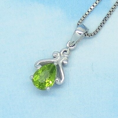 #ad 0.70ct Tiny Natural Peridot Necklace Sterling Silver 170899 Belle Gems $47.00