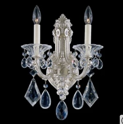 #ad Gorgeous Schonbek La Scala Swarovski Crystal Wall Sconce Light Roman Silver NIB $375.00