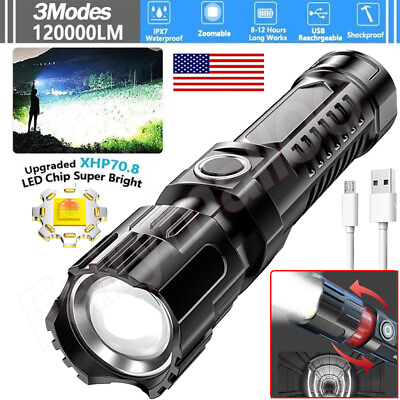 #ad USB Rechargeable LED Flashlight Tactical Scout Super Bright Torch Lamp Zoomable $7.79
