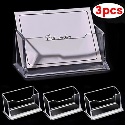 #ad #ad 3Pcs Clear Acrylic Compartment Desktop Business Card Holder Display Stand $6.99