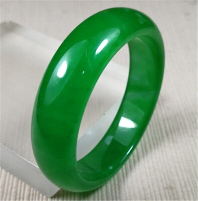 #ad 51.2mm Natural Ice Green Ancient Jadeite Emerald Jade Bracelet Bangle （Trumpet） $59.00