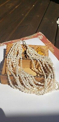 #ad Beautiful 10 Strand Natural Freshwater Pearl Necklace. See Photos $40.00