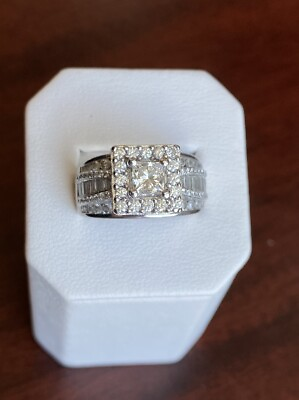 #ad NEW 14K White Gold 1.0 TCW Baguette Round amp; Princess Cut Diamond Ring Size 6.5 $1600.00