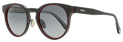 #ad Omega Round Sunglasses OM0020H 01D Black Red 52mm $159.00
