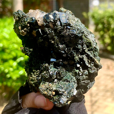 #ad 222G Top natural black green tourmaline quartz crystal mineral specimen $64.80