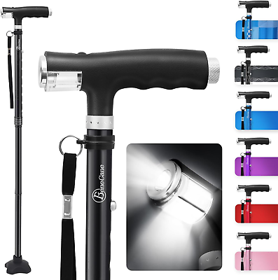 #ad Walking Cane for Women Folding Cane for Men with Two Led Lights Quad Cane with S $59.22