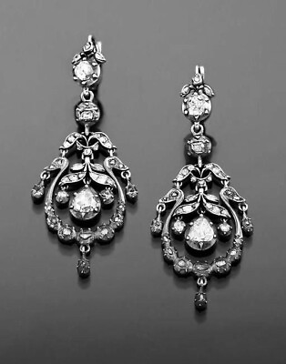 #ad Sterling Silver Chandelier Earrings 925 White Round Shape CZ ADASTRA JEWELRY $420.00