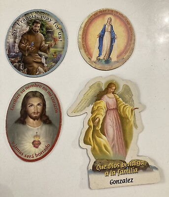 #ad Jesus Christ mother Mary Saint Francis Christianity 4 Fridge Magnets $12.95