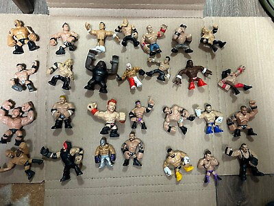 #ad Lot Of 28 WWE Mattel Wresting Action Figures Rumblers WWF Toys Assorted Clean $53.00