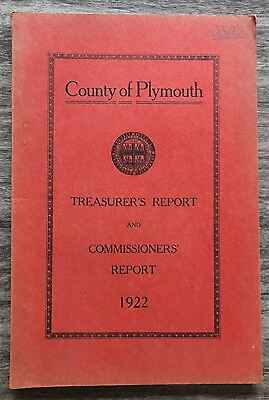 #ad Vintage 1922 County of Plymouth Massachusetts MA Annual Report Booklet Ephemera $56.24