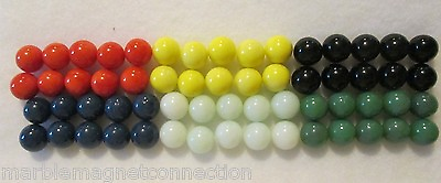 #ad 60 9 16 SOLID COLOR GAME MARBLES 10 OF EACH COLOR MARBLE KING MADE IN U.S.A. $18.95