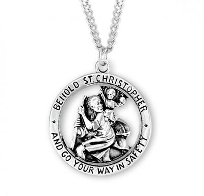 #ad Beautiful Saint Christopher Round Sterling Silver Medal Size 1.0in x 0.9in $119.99