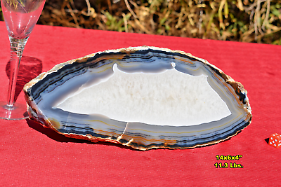 #ad Large Quartz CRYSTAL amp; Banded AGATE GEODE Half * 14x6x4quot; 11.3 Lbs * Striking $114.18