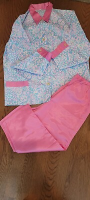 #ad Vintage 1960s Pink And Blue Pajamas Set $65.00