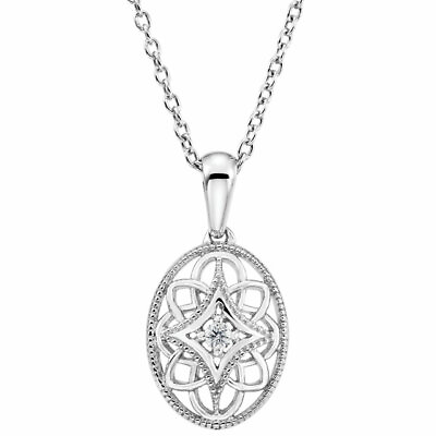 #ad Diamond Granulated Filigree 18quot; Necklace In Sterling Silver $119.99