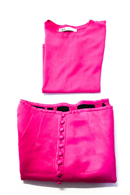 #ad Zara Womens Mini Skirt Short Sleeve Sweater Pink Size Small Lot 2 $40.81