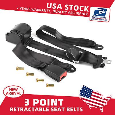 #ad 1X Universal 3 Point Retractable Black Seat Belt For Mitsubishi 3000GT 1998 1999 $31.39