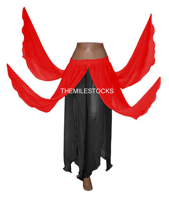 #ad TMS Red Black 8 Petal Skirt Belly Dance Panel 25Color $23.99