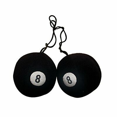#ad Pair Novelty Black Fuzzy 8 Ball For Rearview Mirror Cars Trucks Hot Rod Vintage $9.99