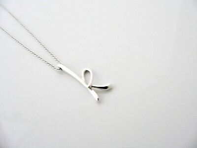 #ad Tiffany amp; Co Silver Peretti Alphabet K Necklace Pendant Charm Chain Gift Love $298.00