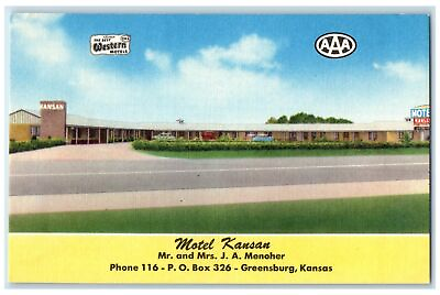 #ad c1940#x27;s Motel Kansas Exterior Roadside Greensburg Kansas KS Unposted Postcard $12.97