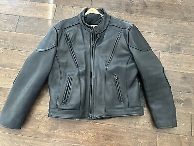 #ad US Made Co. 100% Leather Heavy Black Motorcycle Jacket 48 $239.99